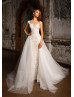 Ivory Lace Tulle Wedding Dress With Detachable Train